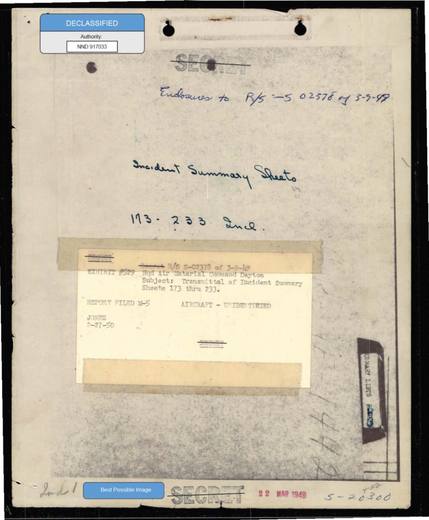 box7 Incident Summaries 173-233 — first page of the declassified document