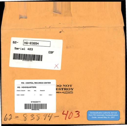Book recounts how a UFO supposedly landed near Gray Barker's home — first page of the declassified document