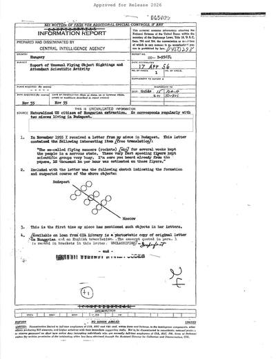 Report of Unusual Flying Object Sightings and Attendant Scientific — first page of the declassified document