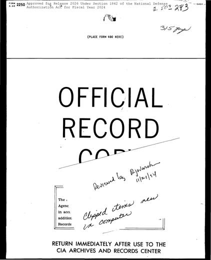 Project Blue Book Special Report No 14 — first page of the declassified document