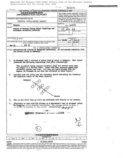 Report of Unusual Flying Object Sightings and Attendant Scientific — first page of the declassified document