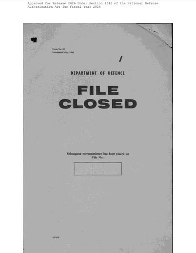 Australian Dept of Defense Scientific and Intel Aspects of the UFO — first page of the declassified document