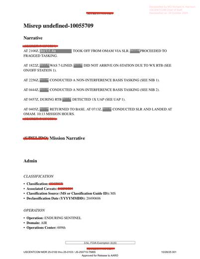 Crew launched at 2100Z, conducted non-interference tasks — first page of the declassified document