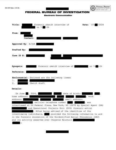 Witness described a potato-shaped, translucent object with — first page of the declassified document