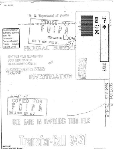DFBI-Correspondence-Referral 1949 — first page of the declassified document