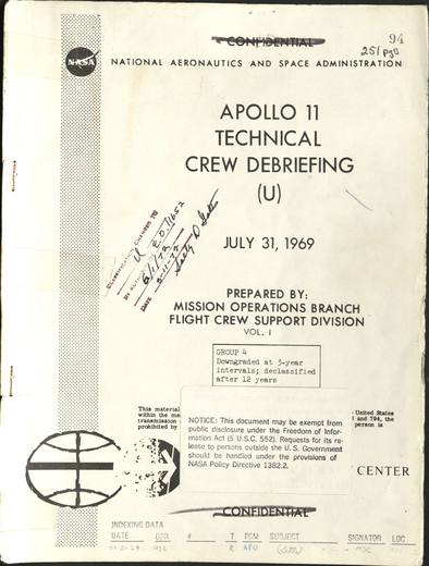 A medical debriefing of the crew of the Apollo 12 mission — first page of the declassified document