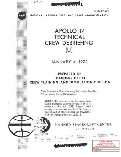 A medical debriefing of the crew of the Apollo 12 mission — first page of the declassified document