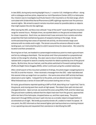 USPER Narrative Senior Usic — first page of the declassified document