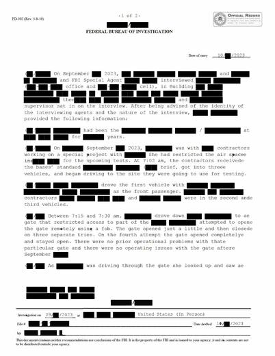Witness saw a metallic bronze, cigar-shaped object about the — first page of the declassified document